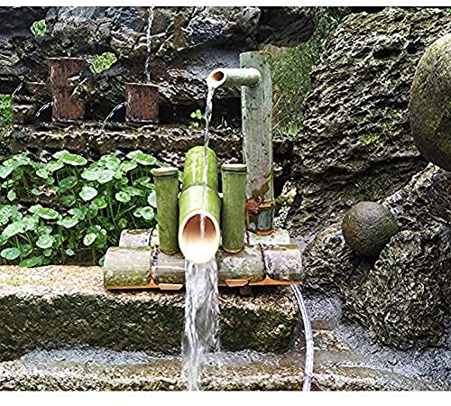 XAoSCd Brunnen Bambus Garten Kaskadenbrunnen Wasserauslauf Für Den Außenbereich, 100% Handgefertigt (25 cm)