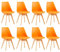 EGGREE 8er Set Esszimmerstühle mit Massivholz Buche Bein SGS Geprüfter, Skandinavisch Design Gepolsterter aus PU-Leder Küchenstuhl Essstühle, Orange