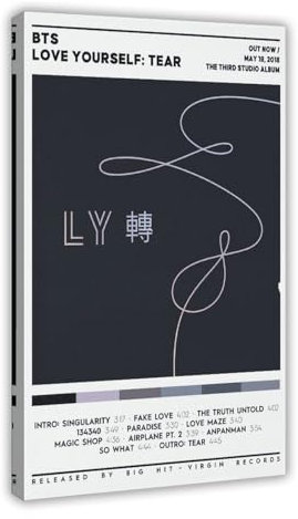 AmAzwi K-Pop BTS Poster Love Yourself Tear Albumcover Poster Leinwand Poster Wandkunst Dekor Druck Bild Gemälde für Wohnzimmer Schlafzimmer Dekoration Rahmen: 20 x 30 cm