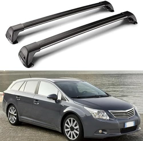 WHLXQ 2 teiliger Aluminium Dachträger für Toyota Avensis 2009+ T27, Fahrradträger Abschließbar Querträger Dachgepäckablage Zubehör,A/Black