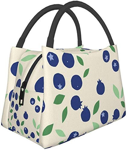 KWQDOZF Wiederverwendbare Lunchtasche, Blaubeer-Einkaufstasche, Lunch-Halter, Behälter für Arbeit, Picknick im Freien