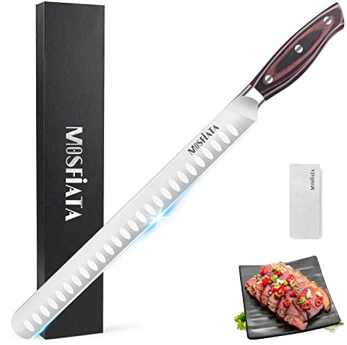 MOSFiATA 12 Slicing Carving Knife, Professional BBQ Meat Cutting Brisket Knife, High Carbon German Stainless Steel Sharp Kitchen Knives with Ergonomic Handle Design Gift Box