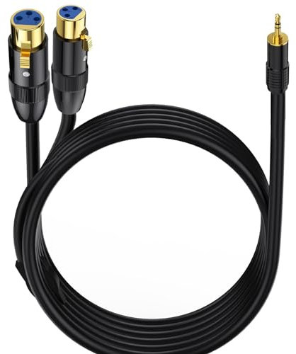 LOKEKE Cavo sdoppiatore XLR Y da maschio a doppio XLR femmina, cavo adattatore per microfono, scheda audio, videocamera e altro ancora, 0,5 m