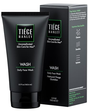 Tiege Hanley Daily Face Wash für Männer, Reiniger, parfümfrei, 163 ml | Herren Hautpflege, sanfte Reinigung mit Jojobaöl, Aloe & Vitamin B3, feuchtigkeitsspendende Schaumformel für tiefenreinigende