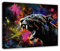 Bilder Jaguar Tiere Abstrakt schwarz bunt 60x40 cm - Modern Leinwandbild Groß Wohnzimmer Schlafzimmer Büro Wandbild Wandbilder Desing Wand Bild auf Leinwand Moderne Kunstdruck Wanddeko Aufhängefertig