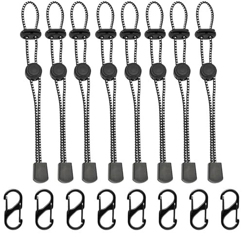 Hayaww 8 Stück Rucksack Wanderstock Halter,Trekking Wanderstock Befestigungsschnur Seil,Rucksack Spazierstock Halter,8 pcs 40 mm S Karabiner klein,schlüssel karabiner,karabinerhaken