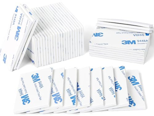 Feiyayi Double Sided Sticky Tape 3mm Thickness Double Sided Sticky Pads 40 Pcs Heavy Duty Strong Adhesive Foam Pads Mounting Pads Number Plate Sticky Pads Waterproof Adhesive Tape Rectangle (White)