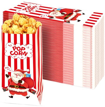 SEPGLITTER Weihnachten Popcorn Tüten, 200 Stück Tüten Candy Papiertüten Partytüte Maschinen Zubehör für Bars Filmabende
