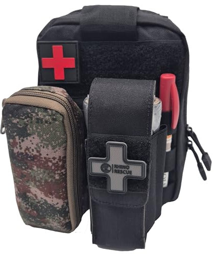 Troja Tactical Professional IFAK - Survival Erste Hilfe Set, Outdoor Notfall-Kit Molle mit Tourniquet, Hämostatischer Verband, Hydrogel Wundauflage, Rettungsdecke und mehr