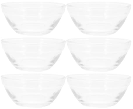 STOBAZA Glass Pudding Bowls Set of 6 Transparent Small Dessert Bowls Multifunctional Jelly Food Containers for Rice Noodles Desserts Microwave and Fridge Use 2.36in