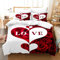 VTRXEG Bettwäsche 200x200 Liebe,Rot Und weißer Couple Bettbezug, Weich Mikrofaser ich Liebe Dich Bettwäsche Set,mit Reißverschluss1 Bettbezug Und 2 Kissenbezüge (E, 200x200cm)