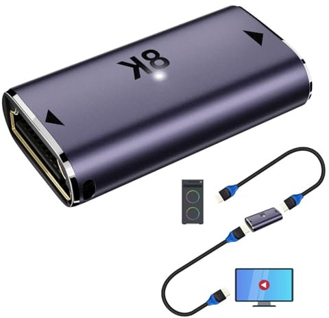 HD Adapter - 2.1 HDs Coupler Female to Females Adapters | 3D Aluminum Alloy 8K 60Hz/ 4K 120Hz Stereo Audio Joiner Couplers for HDTV, Computer, Monitor, Laptop