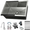 KOOGIMDDR Fregadero de cocina de acero inoxidable, 55 × 40 cm, color plateado – Fregadero empotrable, fregadero con orificio para grifo, válvula de cesta colador y rebosadero, fregadero empotrable