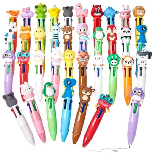 Gudotra 30 Pezzi Penne Regalini Fine Festa Compleanno Gadget Compleanno Bambini Penne Multicolore Bambini con Tappi Animali Gadget Natale