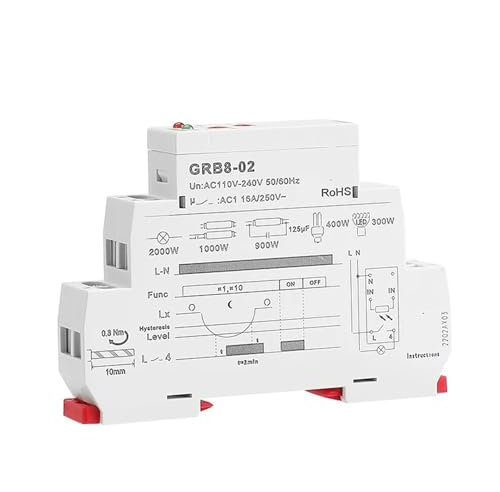 GRB8-01/02 Din-Schienen-Dämmerungsschalter Timer Lichtsensor Relais AC110V-240V Auto ON OFF 1St(GRB8-01 AC110-240V)
