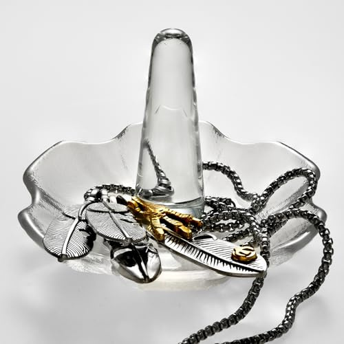 Maxistal Crystal Ring Holder Decorative Jewelry Tray Valentine Engagement Wedding Birthday Gifts for Women (Hexagon)