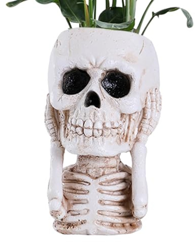 yakermur Tête de Mort - Pot de Fleurs pour - Tête de Mort sur-Fleurs - Vase tête de Mort - Vase tête de Mort - pour Halloween - Décoration d'intérieur