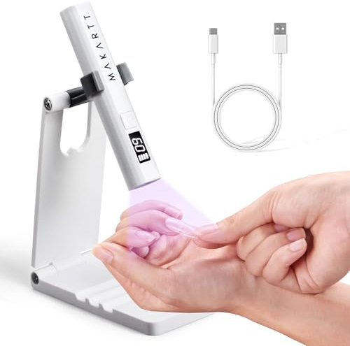 Makartt Handheld Mini UV Nail Lamp with Bracket LCD 2 Timer Design | Rechargeable with LCD Display, Cures Gel Polish & Glue, Fast Drying, Ideal for Home & Salon
