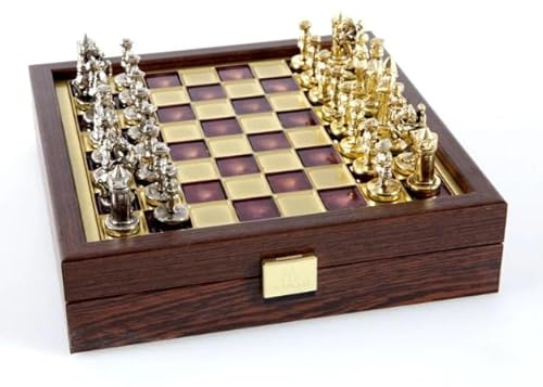 Handgefertigtes byzantinisches Schachbrett in Holzkiste mit Aufbewahrungsbox