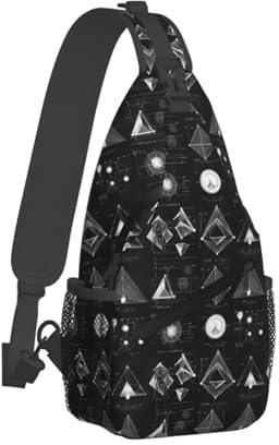 Piccola borsa a tracolla per donne e uomini, con stampa matematica, regolabile, borsa a tracolla per viaggi, escursionismo, sport, corsa