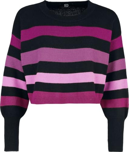 RED by EMP Damen schwarz-lilafarbener Strickpullover