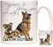 KAZMUGZ Tasse mit Deutschem Schäferhund, Aufschrift Happiness is, Elsässer-Geschenk, 325 ml, Keramik-Kaffeetasse