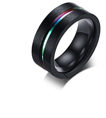 Daesar Herren Ringe Edelstahl Schwarz, Ring Personalisiert 8MM Matt Gold Ringe Hochzeit und Verlobung Gr.65 (20.7)