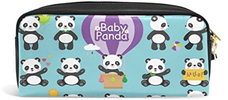 Domoko Cartoon Hipster Panda PU Leder Pen Pouch Federmappe Fall Make-Up Kosmetik reisen Schule Tasche