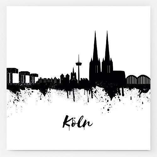 Kunstbruder Sticker Kölner Skyline Schwarz/Weiss 10,5x10,5cm - Aufkleber mit den schönsten Panoramabilder von den Sehenswürdigkeiten der Stadt Köln - 5er Set (div. Varianten)