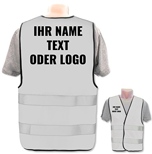 PixiPrints.com: Warnweste selbst gestalten mit eigenem Aufdruck - Grau, XL / XXL, Unisex, Erwachsene, Sicherheitspersonal, Outdoor-Enthusiasten