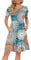 AUSELILY Sommerkleid Drucken Sie Grün L Damen Casual Plissee Loose Swing Freizeitkleid mit Taschen Knielang