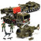 JOYIN 3 in 1 Reibungsbetriebenes Sirenen-Militärfahrzeugspielzeug mit Actionfiguren, einschließlich Militärlastwagen, Hubschrauber- und Panzerspielzeug, Militärfahrzeugen mit Licht- und Tonsirene
