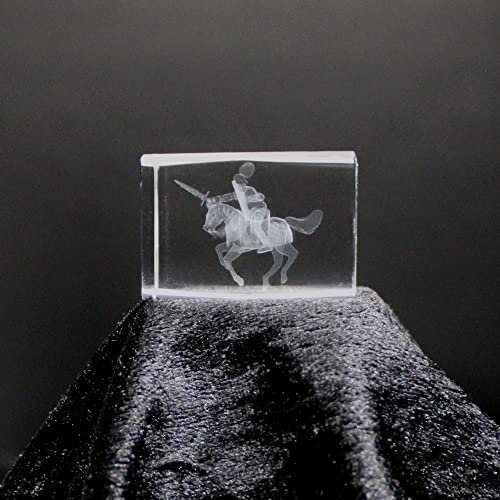 ERN Kristallglas Figur - Ritter auf Pferd - 3D Laser Glas Skulptur | 30 x 45 x 30mm | Deko & Geschenkidee