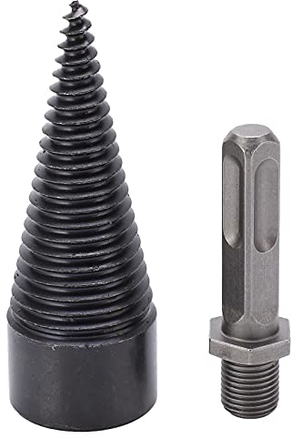 32-mm-Brennholzbohrer Holzspalter Holzspalter Bohrer Schnellarbeitsstahl-Holzbrecher Ausgestattet mit U-förmigen Rutschfesten Konischen Gewinden für Elektrohammer(Square Handle)