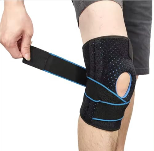 Genérico Rodillera elástica presurizada con estabilizadores laterales y almohadillas de gel, Rodillera deportiva: para voleibol, bicicleta, baloncesto y running.