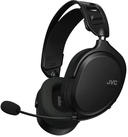 JVC GG-01W-Q - Ultraleichtes Gaming Headset, 209g Leichtbauweise, 2.4GHz Low Latency Wireless Verbindung, 40mm Treibereinheit, abnehmbares Mikrofon und Kabel, für PC, PS4, PS5, Switch, Xbox - (Black)