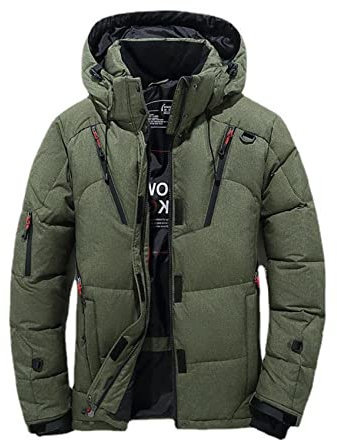 POOPFIY Winter Warme Männer Jacke Mantel Weiße Ente Daunen Parka Dicker Kugelständer Dick Hut Hohe Qualität Mantel Down Jacke Männer,Grün,XXL