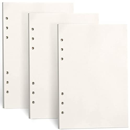 CYH 3 Packungen A5 Blanko Nachfüllpapier, 135 Blätter A5 Papier Blanko Ringbucheinlagen, 6 Löcher Nachfülleinlagen Notizpapier A5 Refill Paper für Filofax A5, Ringbücher, Notizen, Skizze, Einsätze