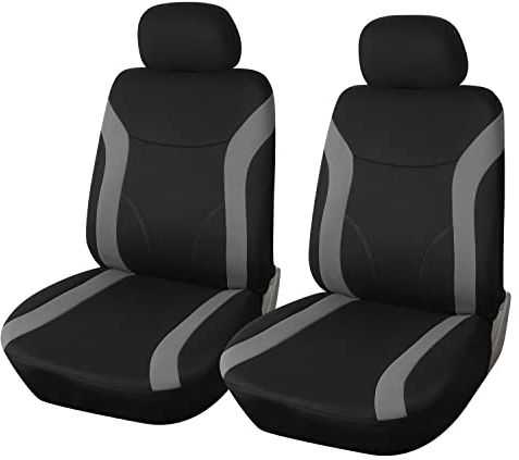 Upgrade4cars Auto-Sitzbezüge Vordersitze Schwarz Grau | Auto-Sitzschoner Set Universal für Fahrersitz & Beifahrer | Auto-Zubehör Innenraum