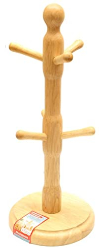 Dunlevy 6-Peg Mug Tree Monsoon Rack Rubberwood Coffee Cup Holder Organiser Kitchenware