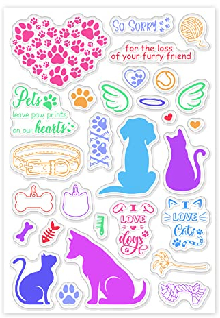 INFUNLY Pet Clear Stamps für die Kartenherstellung, Silikonstempel, Hund, Katze, Gummistempel, transparentes Siegel für DIY Scrapbooking, Dekoration, Album, Basteln