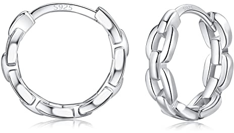 Creolen Silber 925 Damen Ohrringe, Ohrringe Silber Kleine Gold Huggie Creolen, Hypoallergen Knorpel Schlafen Ohrringe Piercings Schmuck für Frauen Mädchen Männer 8mm 10mm 12mm
