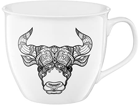 AMBITION Mug Zodiac 550 ml Porcelain 11 x 14.5 x 9.5 cm Coffee Mug Coffee Mug Cup Zodiac Sign Taurus