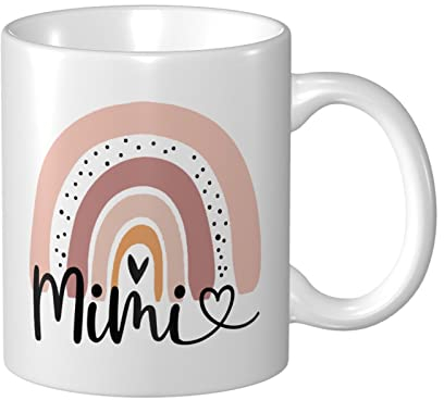 Wisedeal Lustige Mimi Kaffeetasse, Mimi Geschenke, Neuheit Geburtstagsgeschenke für Frauen Mimi Oma Großmutter, Regenbogen-Tasse Geschenke für Mimi, Keramik Weiß 325 ml