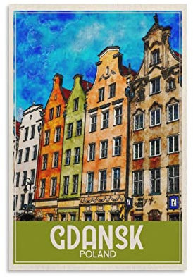 ONOTIO Danzig, Polen, Vintage-Reiseposter, Landschaft, 20 x 30 cm, Wandkunst, Kunstdruck, Leinwand, Kunst, Poster, modernes Familien-Schlafzimmer, Dekor-Poster