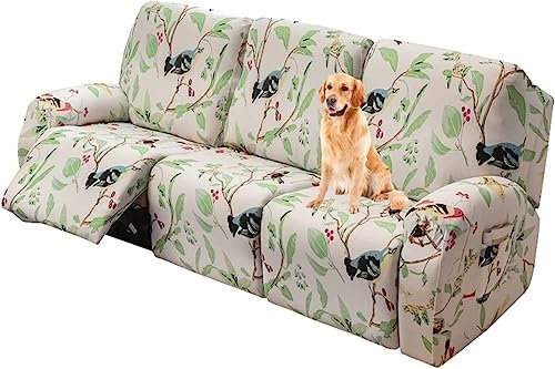 ELYSYSRL Sesselschoner für Relaxsessel 1/2/3 Sitzer Stretch Relaxsofa Bezüge 4/6/8-Teilig Relaxsofa Schonbezüge mit Seitentasche, Möbelschutz für Wohnzimmer (Color : #25, Size : 3 People (8 Pieces))