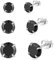 Hmzidz 3 Paare Ohrstecker Silber 925 mit Diamant, Zirkonia Ohrringe Schwarz, Piercing Set, Unisex Klein Schmuck, Glitzer für Frauen Mädchen Herren