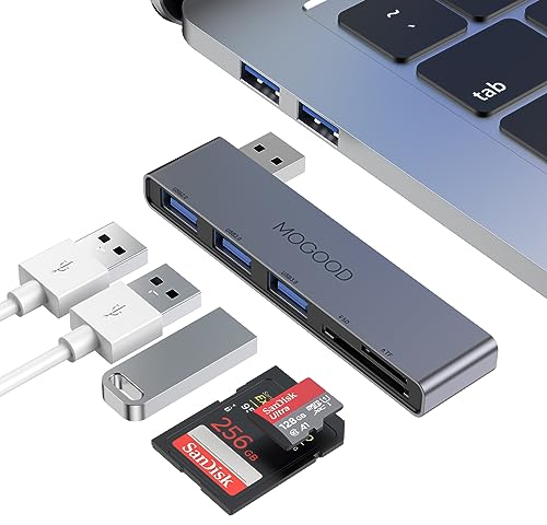 MOGOOD USB 3.0 Hub, USB Hub mit 5-Port geeignet, 5-in-1 USB Adapter auf 1 USB 3.0 Extension, 2 USB 2.0 Extensionund, SD/TF Kartenleser, geeignet für Laptops, Desktops PC, Xbox