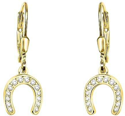 SOFIA MILANI - Damen Ohrringe 925 Silber - vergoldet/golden & mit Zirkonia Steinen - Hufeisen Ohrhänger - E2257