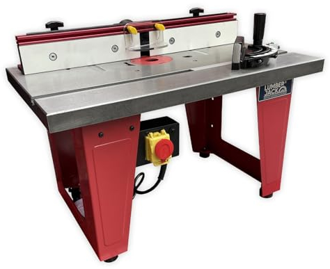 LUMBER JACK Cast Iron Router Table with A One Piece Aluminium Fence & Compact Leg Stand, Universal Router Mount and Adjustable Table Insert